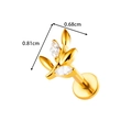 Gold leaf labret stud in F136 titanium with marquise cubic zirconia 0.81cm length - Leaf Style (T2542-4#) / Gold