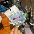 Light blue fabric hair clip with white ruffle lace and Orchid embroidery - White Satin Ballet Style Haze Blue Letter Duckbill Clip