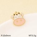 Cartoon cow charm in 18K gold-plated steel with pink and white enamel, 10x9mm DIY pendant - Small Cow Head (KLJ11050-ZLA) / 10x9mm