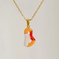 Collana con lettera B in smalto arancione e rosso su catena placcata oro - Lettera B