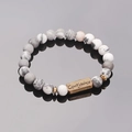 Natural stone beaded bracelet with confidence engraved bronze plate for gift - Picasso Stone-Confidence