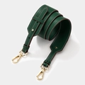 Dark green pebbled leather bag strap with gold buckle and white stitching detail - Gold Buckle / Green