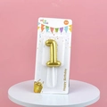 Number 1 gold galaxy birthday candle with holder in premium party packaging - Number 1 / Gold