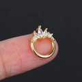 Anello al naso corona dorata con zirconi piercing moda minimalista gioielli per l'orecchio - Oro