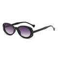 Oval fashion sunglasses with black cutout frame and purple gradient lenses - Black Frame Gradient Grey