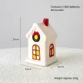 Nordic ceramic Christmas house with red chimney and green wreath, illuminated by LED light - European Style Villa C