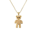 Golden necklace featuring a cute teddy bear pendant inlaid with white pearls and zircons - Bear Style (CN001538CX)