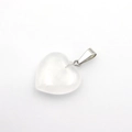 Polished transparent heart-shaped crystal pendant with silver metal bail attachment - White Crystal
