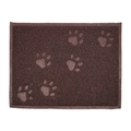 Dark coffee PVC pet litter mat with embossed paw prints and anti-slip mesh texture - Square / Brown
