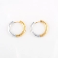 Modische 4mm dicke Gold-Silber zweifarbige Edelstahl-Creolen-Ohrringe für Damen - Zweifarbig 4x14mm (1 Stück)