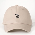 Classic beige cotton baseball cap with black 7L embroidery and adjustable strap - One Size / Light Khaki