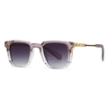 Retro square sunglasses for men featuring gradient purple frames and gold metal temples - Purple Clear Gradient/Double Gray Lens