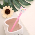 Pink Sailor Moon style cartoon gel pen with white cat topper and pink barrel - Pink Barrel White Cat