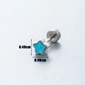 Star-shaped titanium earring with blue opal inlay and silver finish, 0.49cm size - Blue Star (A083-1#OP06) / Single Piece