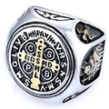 Anello in acciaio inossidabile CSPB ortodosso vintage con finitura bicolore oro e argento - Misura 10 / Bicolore Oro e Argento (17508)