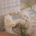 Christmas game controller ornament in cream white with glitter finish and gold buttons - Game Controller