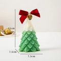 Green gradient Christmas tree scented candle with red bow, gold bell, 11cm height - Dot Christmas Tree / Light Green
