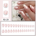30pcs aurora white French tip almond press-on nails with pink base set model FS-29 - White Tip Pink Base French Style (FS-29) / Glue Type