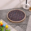Round beige velvet jewelry display tray with champagne gold rim and storage slots, 29.5cm - Round 68-Slot Ring Tray-Grey