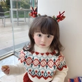 Christmas reindeer antler hair clip with red berries and mushrooms for kids festive wear - 7# White Gauze Red Pearl Red Antler Pair Clips