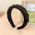 Braided dark brown velvet headband for women with stylish luxury twisted design - Brown