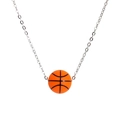 Silicone basketball pendant necklace with silver stainless steel chain for sports fans - Basketball Stainless Steel Necklace