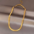 Collana a doppio strato in maglia serpente dorata con maglie piatte e chiusura a moschettone - Oro