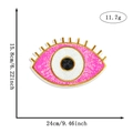 Pink sequin evil eye heart patch with detailed gold embroidery and dimensions 24x15.8cm - Pink Eye with Gold Eyelashes