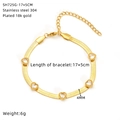 Vista dettagliata del bracciale con cuore in zircone placcato oro 18k e catena regolabile - Stile Zircone Cuore (SH725G-17+5CM)