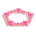 Pink jelly star beads bracelet with iridescent round acrylic beads in Y2K style - Rose Red