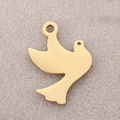 Golden stainless steel pigeon bird pendant with mirror polished finish and small eye detail - Peace Dove / Gold