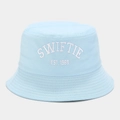 Light blue Swiftie embroidered bucket hat with white EST. 1989 lettering detail - M (56-58cm) / Light Blue
