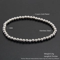 Minimalist 3mm stainless steel bead bracelet in silver finish with product specifications - 3mm / Steel