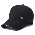Berretto da baseball invernale nero da uomo con paraorecchie e logo in metallo - Regolabile / Blu navy
