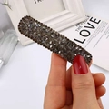 Elegante pinza rectangular con cuentas gris oscuro y diamantes de imitación mujer - Estilo 18 [Cristal Gris]