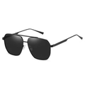 Occhiali da sole aviator in metallo nero con lenti polarizzate e montatura a doppio ponte - Montatura Nera Lente Nera C1