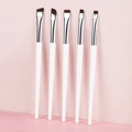 Set di 5 pennelli professionali angolati per eyeliner e sopracciglia con manico bianco - Set di Pennelli Blade Bianco Argento