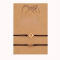 Matching sun and moon woven cord bracelets for couples on a display card - Pinky Promise Gold & Silver