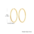 Polished 18k gold plated 3cm hoop earrings with a 2mm thick minimalist geometric design - 2*30mm / Gold