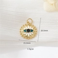 Golden evil eye pendant with enamel details and zircons for DIY jewelry making - H-11857 (Bohemian Eye)