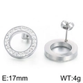 Silberne Edelstahl-Creolen mit 17mm Durchmesser und weißen Zirkoniasteinen besetzt - Stahlfarbe Ring Pavé Zirkonia (KLJ573-Z)