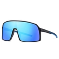 TR90 polarized sports sunglasses with matte black frame and blue mirrored lenses - Black Frame Ice Blue Lens