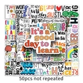 Set of 50 non-repeating teacher appreciation stickers with colorful inspirational quotes - 50Pcs Teacher-620