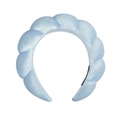 Light blue padded sponge headband featuring a twisted cloud-like satin fabric design - Velvet Headband - Blue