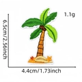 Detail view of coconut tree embroidery patch with size labels 6.5x4.4cm on white background - Hawaiian Patch 19# (Palm Tree)