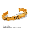 Bamboo style gold bangle with black rhinestones made of polished stainless steel - Gold with Black Zircon