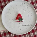 Mini Christmas bow ornament with gold snowflake embroidery for DIY holiday decor - Hat (1 Piece)