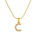 Vergulde roestvrijstalen slangenketting met met parels bezette letter C hanger - C (S-P149-C)