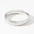 Silver stainless steel wide bangle with detailed flower and leaf vine engravings - 14mm Scroll Floral Pattern (PA1203) / Silver