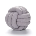 Grey knotted ball decorative pillow made of soft bouclé fleece for sofa or bed - Light Gray